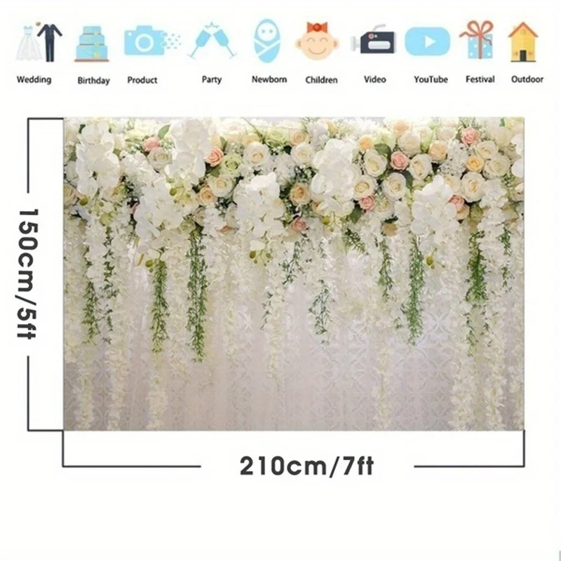 Valentine\'s Day background Wedding party background Spring flowers rose photography background Wall background cloth wedding