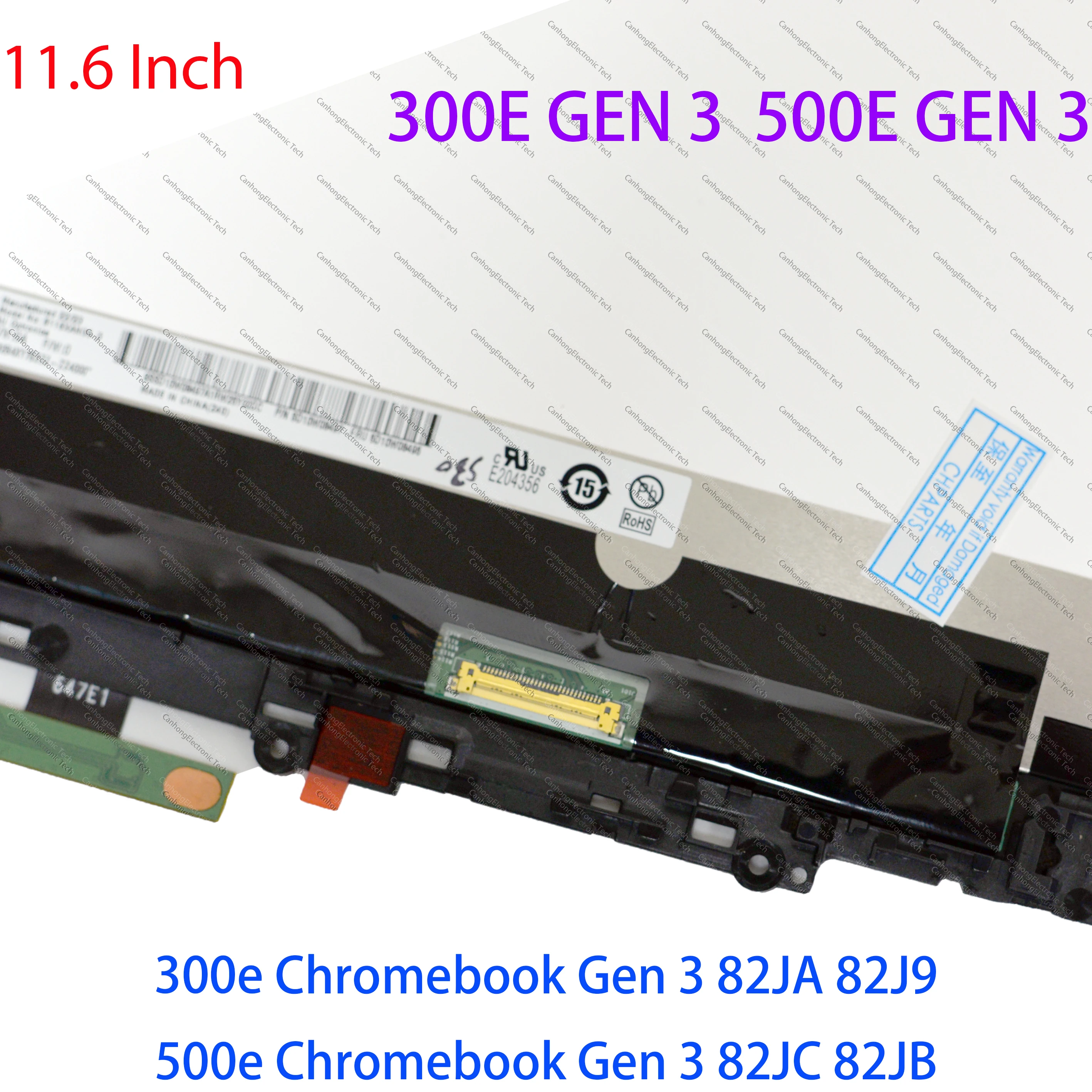 11.6 ''1366*768 para Lenovo Chromebook 300e 3rd Gen 82JA 82J9 500e Gen 3 82JC 82JB 5D11C95892 LCD Montagem da Tela de Toque