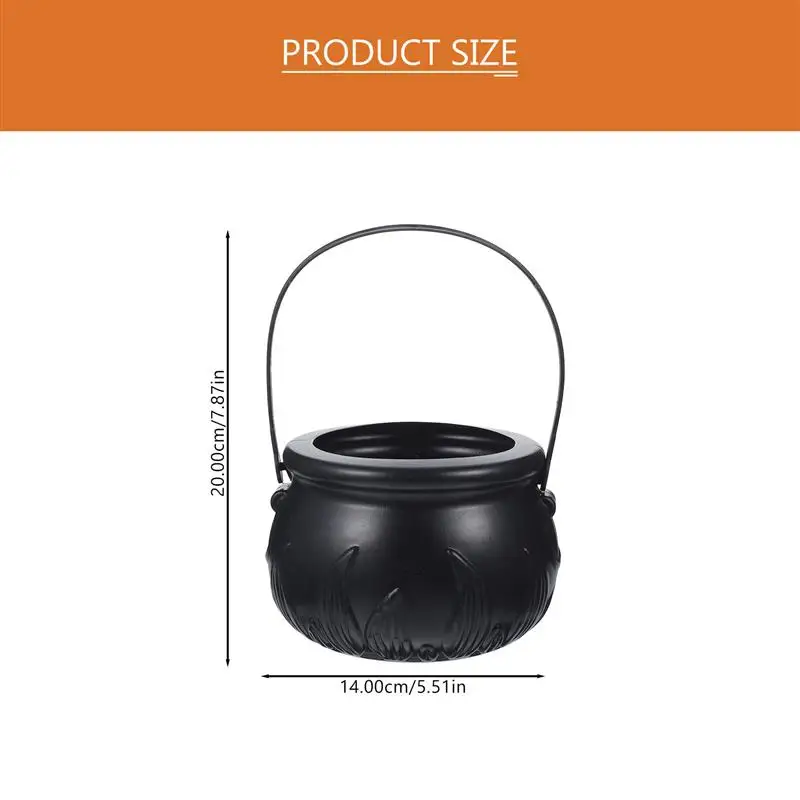 Halloween Themed Decors Large Size Witch Bucket Plastic Round Basket Themed Decorative Prop Bucket Circular Basket