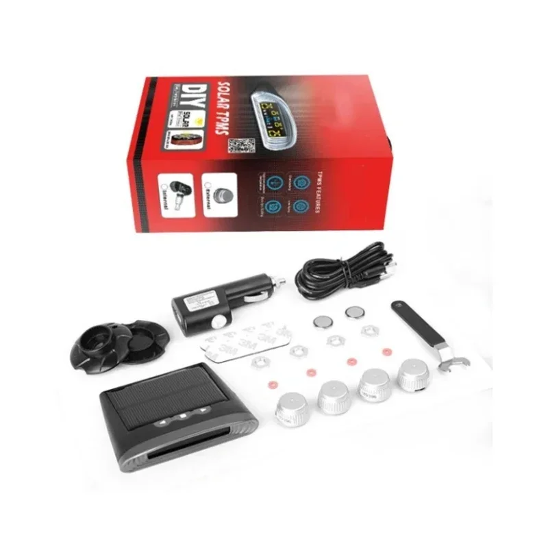 New Wireless Solar Tire Pressure Monitoring System Tpms Detection With 4 Built-in Sensors