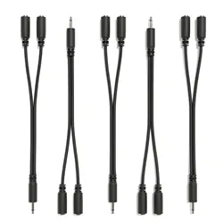 ExcelValley - 5 Pack - Mono Splitter Y Patch Cables - TS 3.5mm 1/8