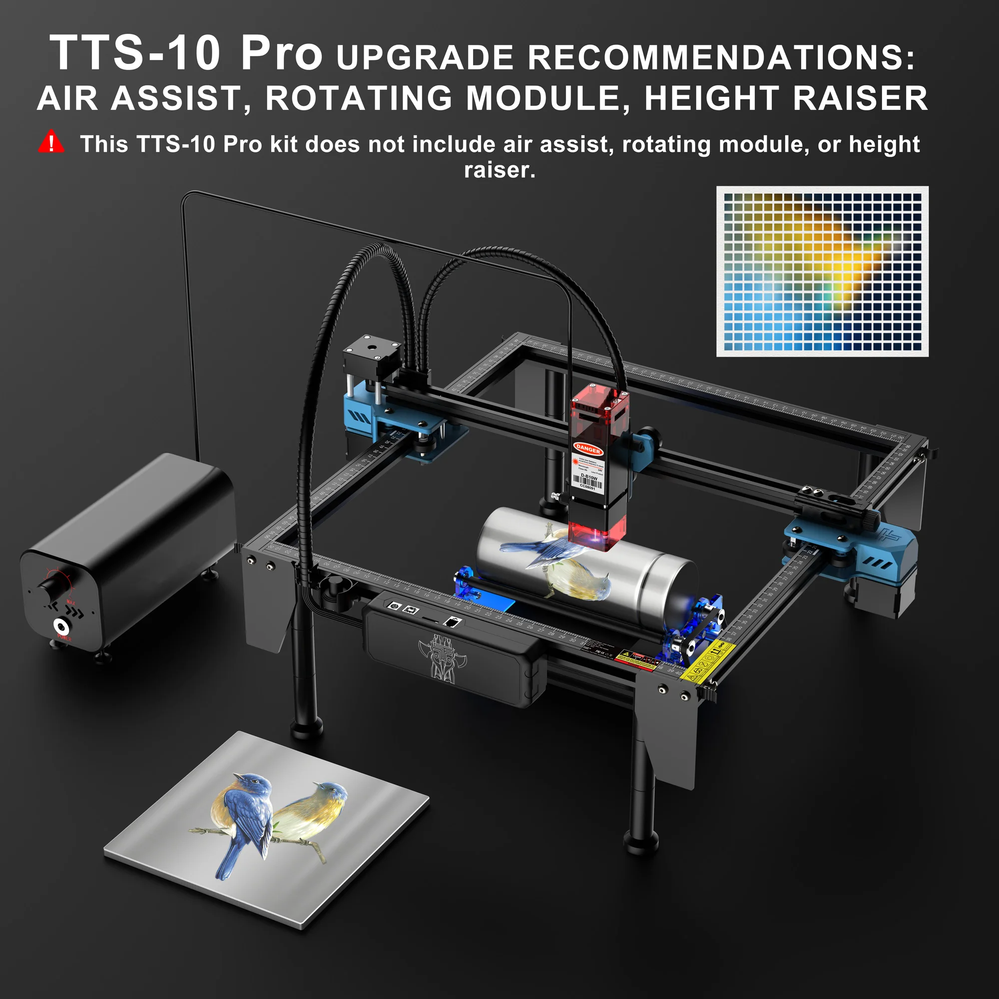 Imagem -06 - Twotrees Tts-pro Gravador a Laser de Faça Você Mesmo Logotipo Impressora Metal Máquina Gravura a Laser 300x300 mm Corte Madeira Couro Aço Inoxidável