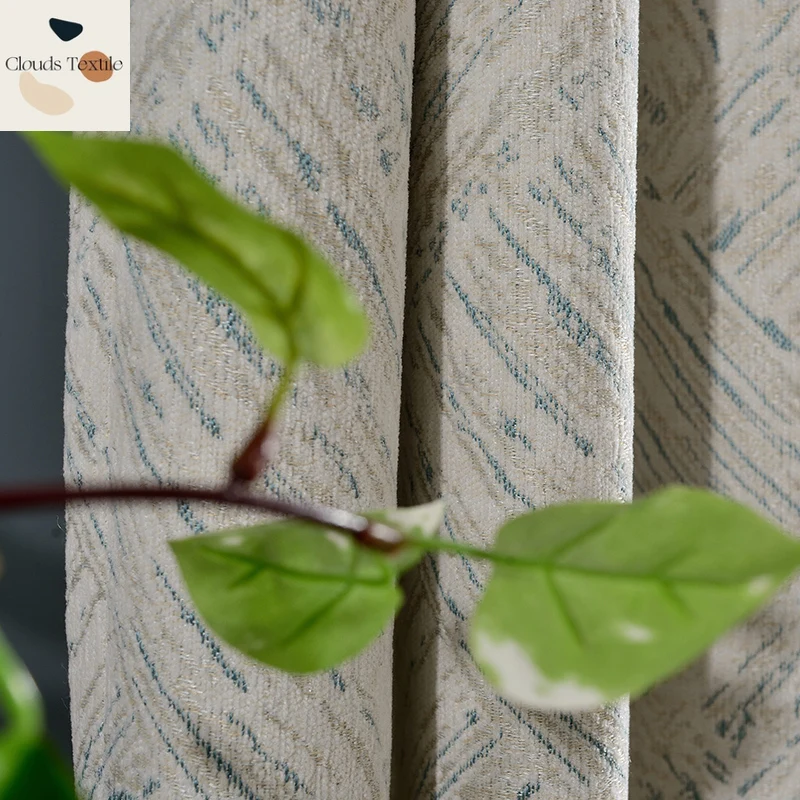 

Nordic Curtains for Living Room Bedroom Dining Custom Modern Minimalist Chenille Texture Thickened Shade Blackout Window Curtain