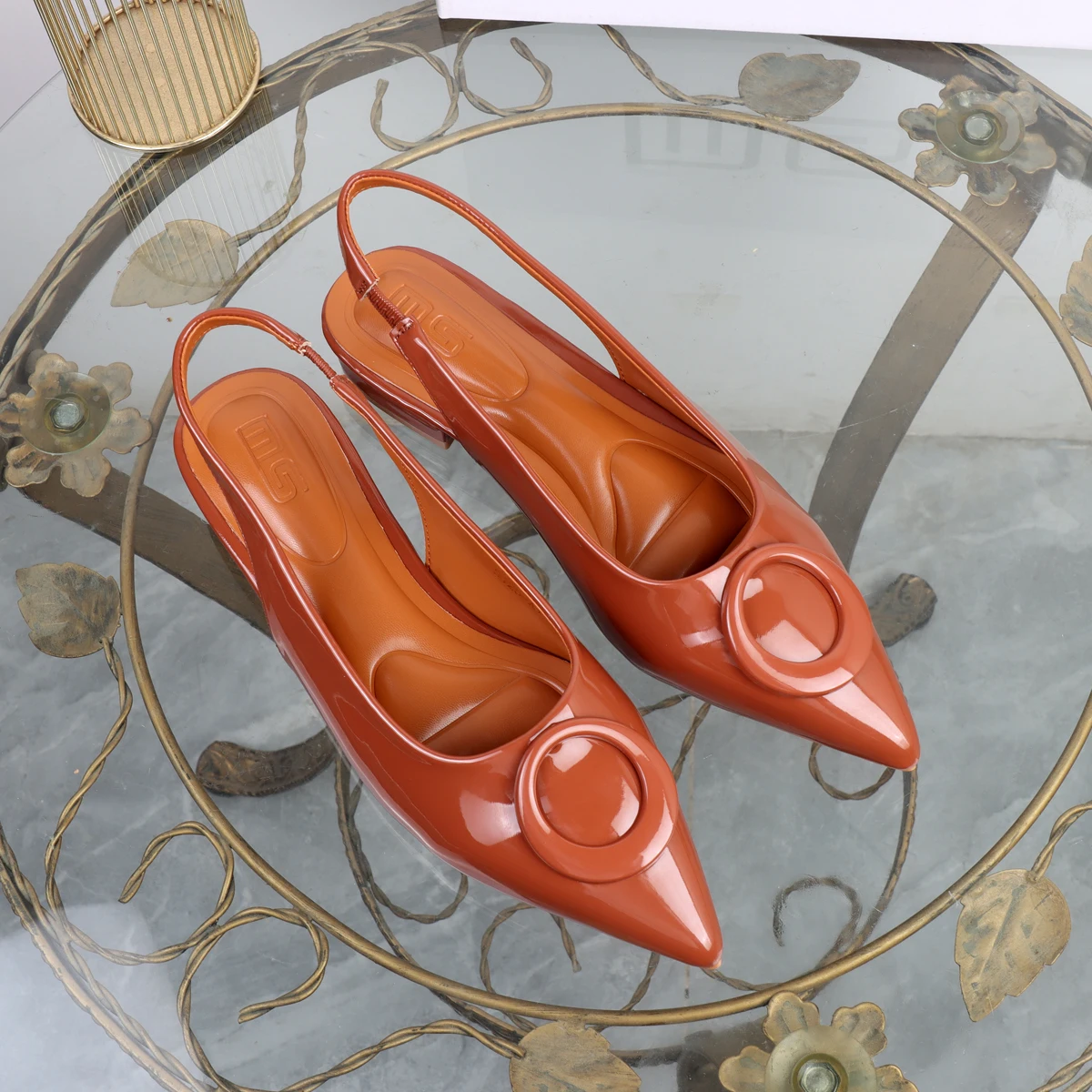 

Fashion Flat Sandals 2026 Summer pointy shallow mouthed women's shoes round buttons low heels black luxury elegant women shoes