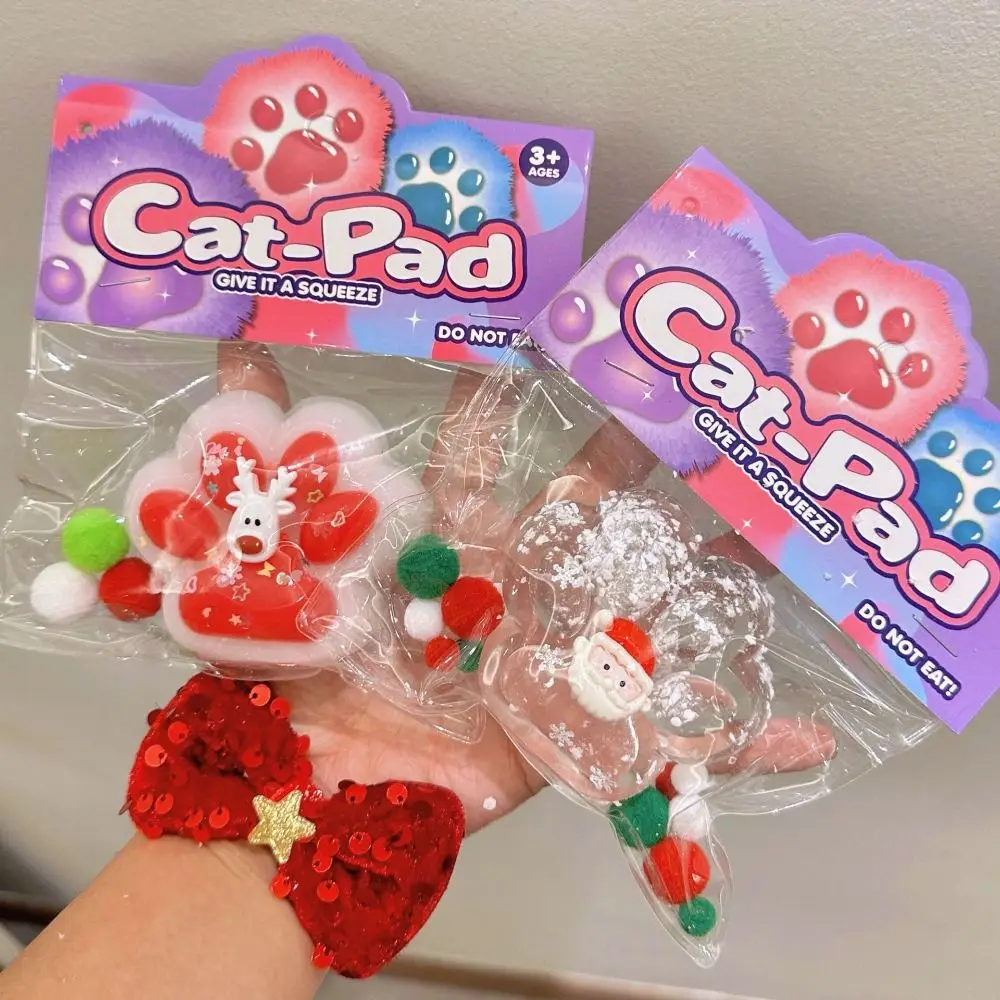 นวดคริสต์มาส Cat PAW บีบของเล่นซิลิโคน Handmade การ์ตูน Cat Claw ของเล่น 3D ช้า Rebound Cat PAW Pinch ของเล่น