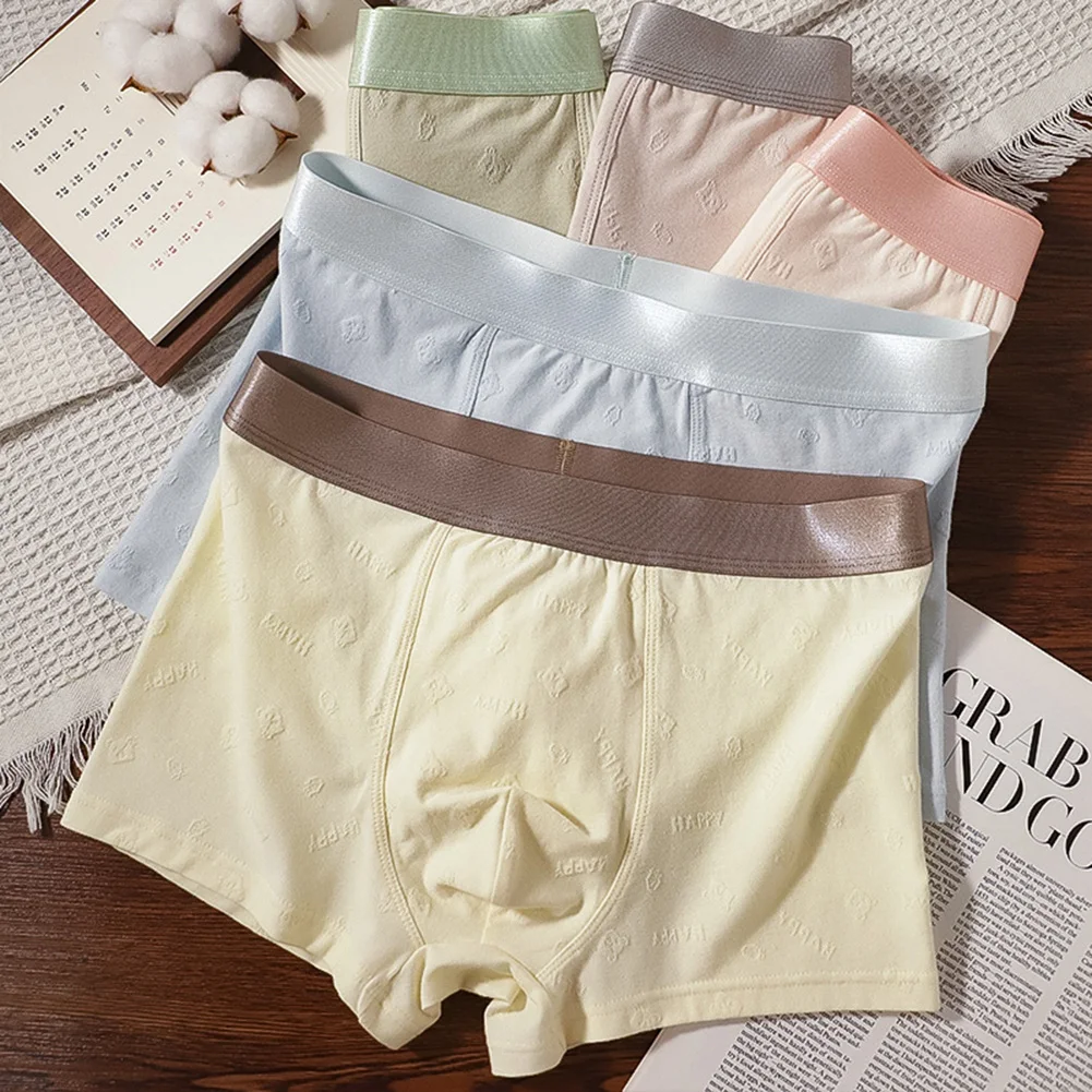 2026 Men Cotton Soft Sissy Jacquard Boxer Short Adult Underwear Flat Angle Simple Hot Hot Lingerie Sleepwear Trunk Men's Panties