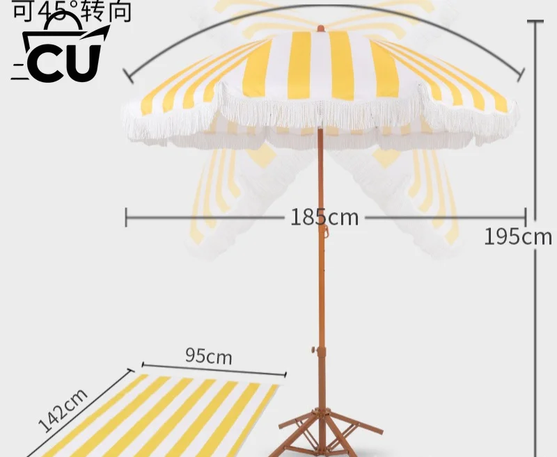 Seaside Resort Beach Umbrella Courtyard  Tassel Umbrella Sun Pool Sun Protection Terrace Parasol