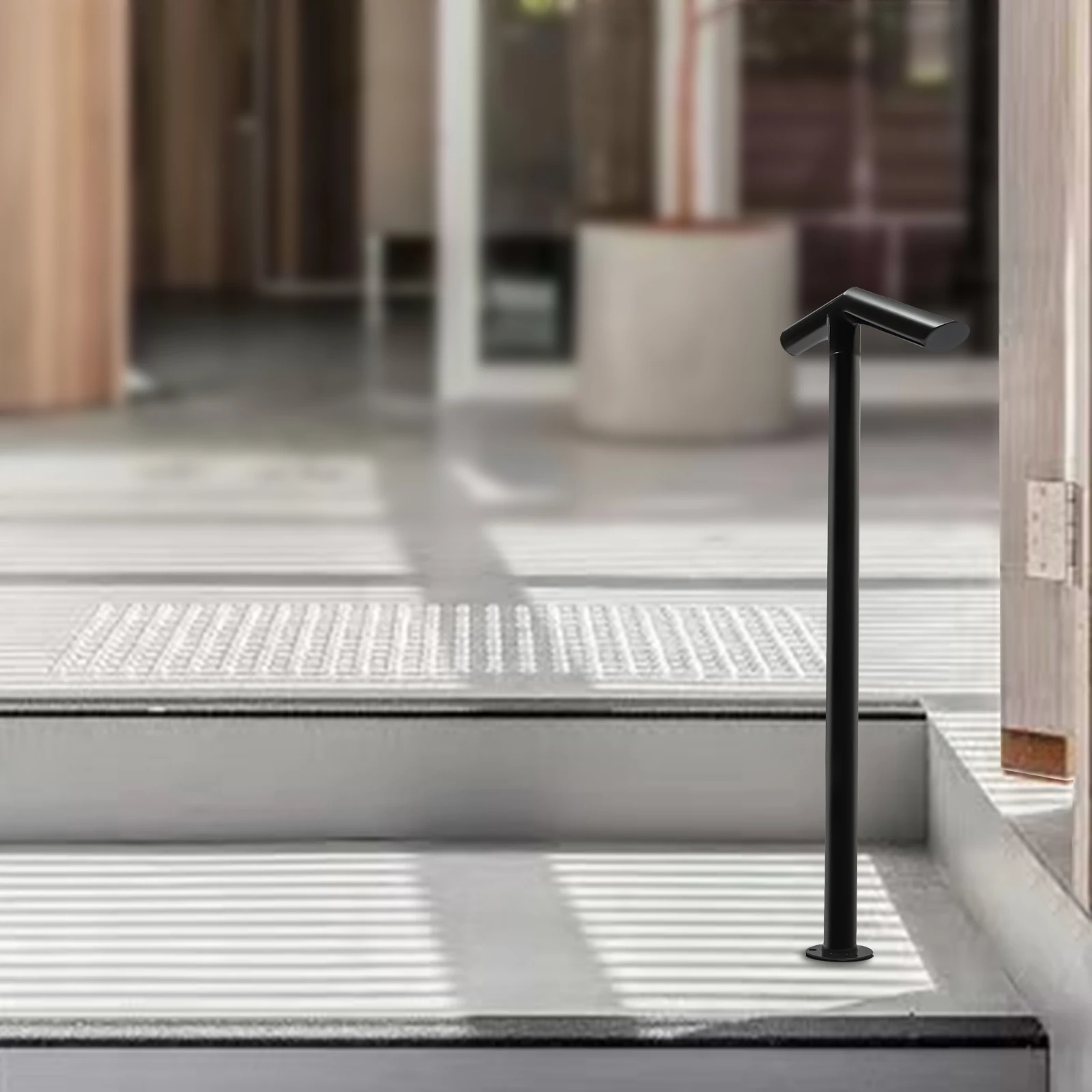 درابزين الخطوة السوداء، درابزين حديدي للدرج من خطوة واحدة، سلالم ذات قدرة تحمل 220 رطل، درابزين أنيق للخطوات #1