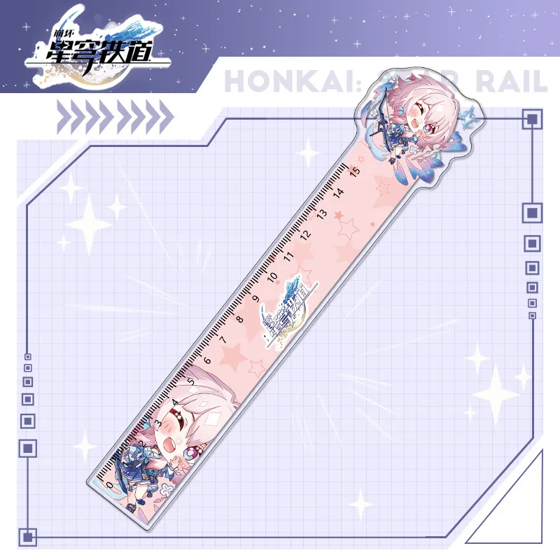 Honkai reglas de riel de estrellas, regla recta de acrílico de Anime, suministros escolares de topacio, Imbibitor, Lunae, suministros de dibujo,