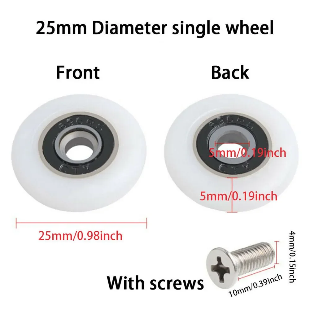 8Pcs Replacement Shower Door Roller Runner Wheels 19/23/25mm Wheel Diameter Moving Roller Wheel Move Effortlessly Brake