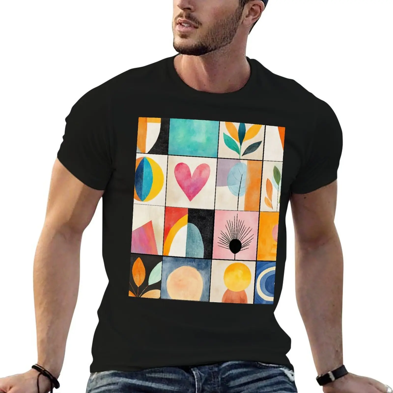 

in Warm shirts Colors g Mid-Century funny for Modern dark t t man Geometry humor shirts T-Shirt men