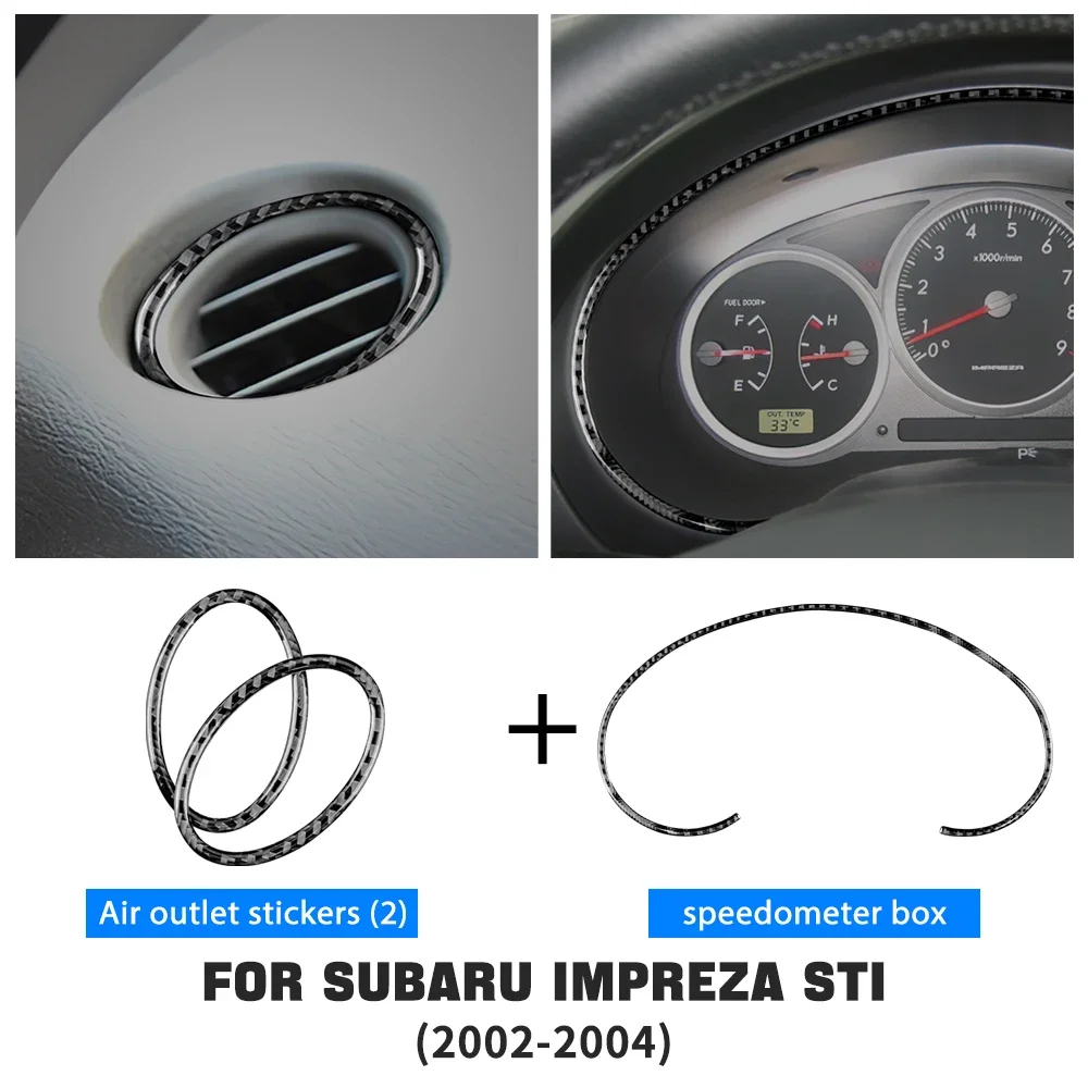 Carbon Fiber Modified For Subaru Impreza STI 2002-2004 Car Dashboard Speedometer & Air Vent Outlet Frame Protective Sticker