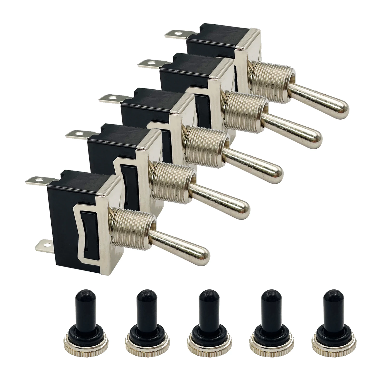 5PCS Heavy Duty Toggle Switch 2 Pin SPST ON OFF Waterproof 250V 30A For Car Boat Auto Electrical equipment