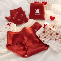 5Pcs/Set Cartoon Cute Cotton Women Panties Breathable Underwear Girls Briefs Mid Waist Soft Female Intimates Sexy Lingerie