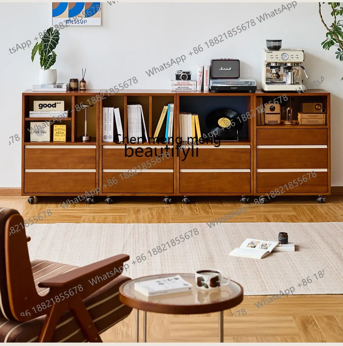 Q178 Solid wood combined cabinet removable antique side cabinet living room against the wall multi-functional storage drawer cab