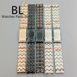 BLIGER 20mm Watch Band 904L Solid Stainless Steel Silver Rose Gold Two Tone Black Rose Gold Bracelet Folding Buckle For 41mmcase