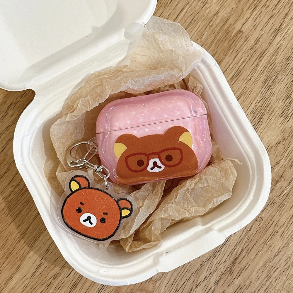 Cute Cartoon Anime Rilakkuma Bear Earphone Case For Airpods 4 2 3 1 Pro 3 2 Wireless Bluetooth Headset Protective Hard Cover view 5