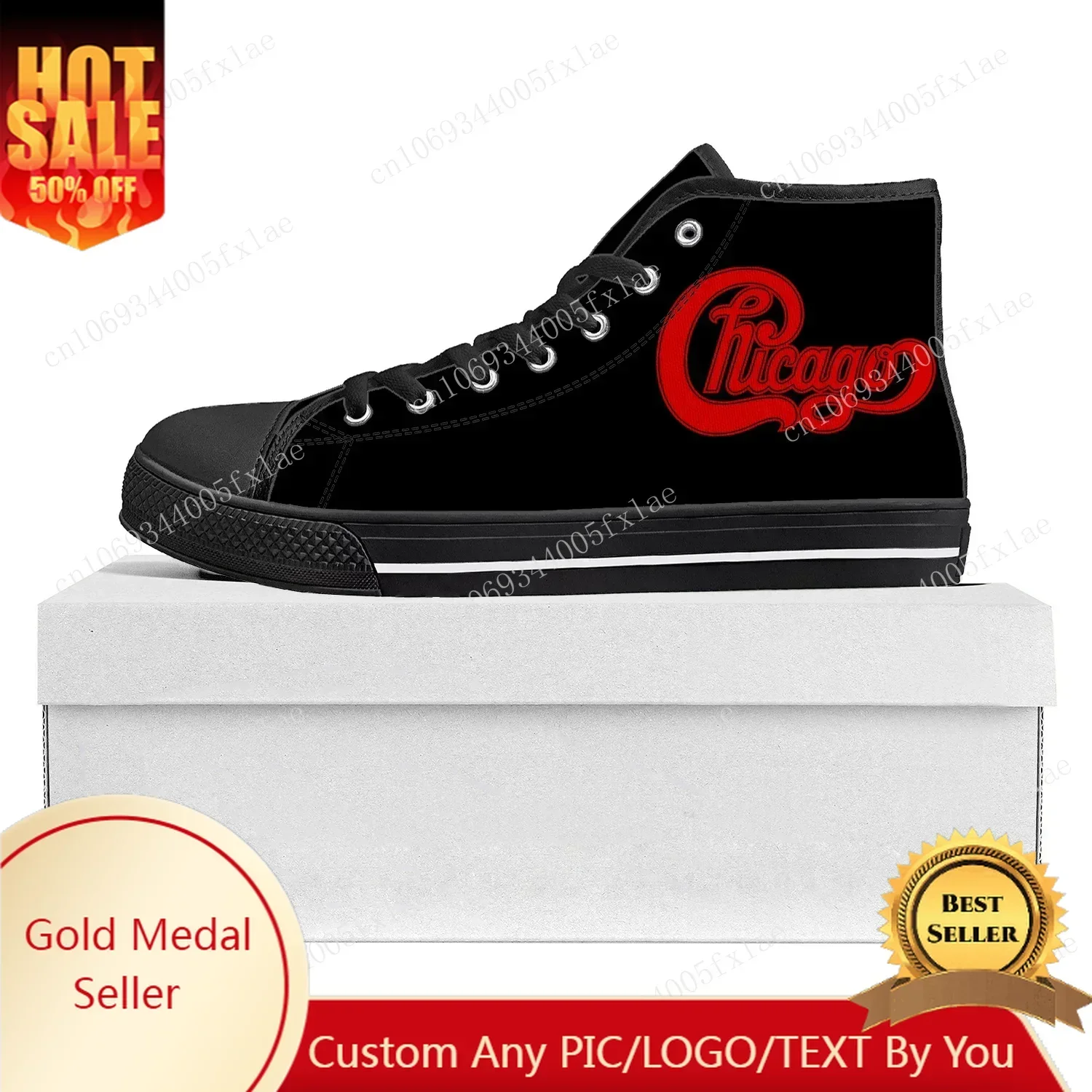 

Chicago Band Rock Band High Top High Quality Sneakers Mens Womens Teenager Canvas Sneaker Casual Couple Shoes Custom Shoe Black