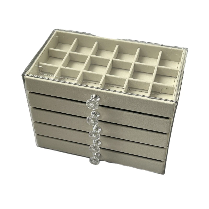 

Transparent 5-layer drawer jewelry storage box, earrings, necklace, ring jewelry display stand, jewelry box.
