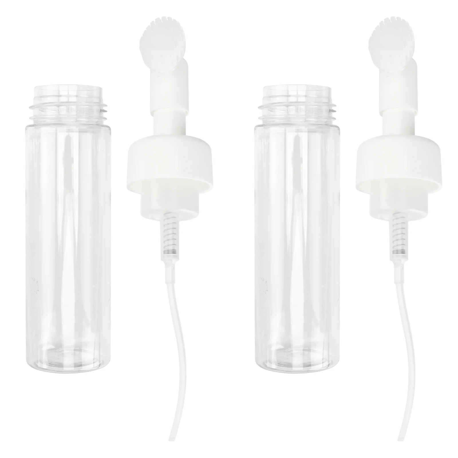 2pcs Foam Bottle Cleanser Brush Set Empty Sub Bottles For Travel Soap Shampoo Shower Gel Facial Wash Refillable Leakproof