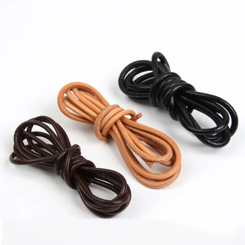 100% Genuine Leather Round Thong Cord Leather Cord String Rope Dia 1/1.5/2/3/4/5/6/8mm DIY Necklace Bracelet DIY Jewelry Making