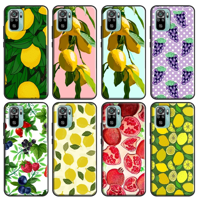 Summer fruit lemon peach pomegranate For Xiaomi Redmi Note 9 8 Pro 8T 9S 7 6 K40 10 Pro Case For Redmi 9A 8A 7A 9T 9C 9 Coque