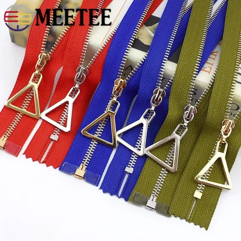 2Pcs 15-30cm Close-End 40-70cm Open-End 3# Metal Zipper Auto Lock Gold Silver Tooth Single Open Zip DIY Garment Sew Accessories