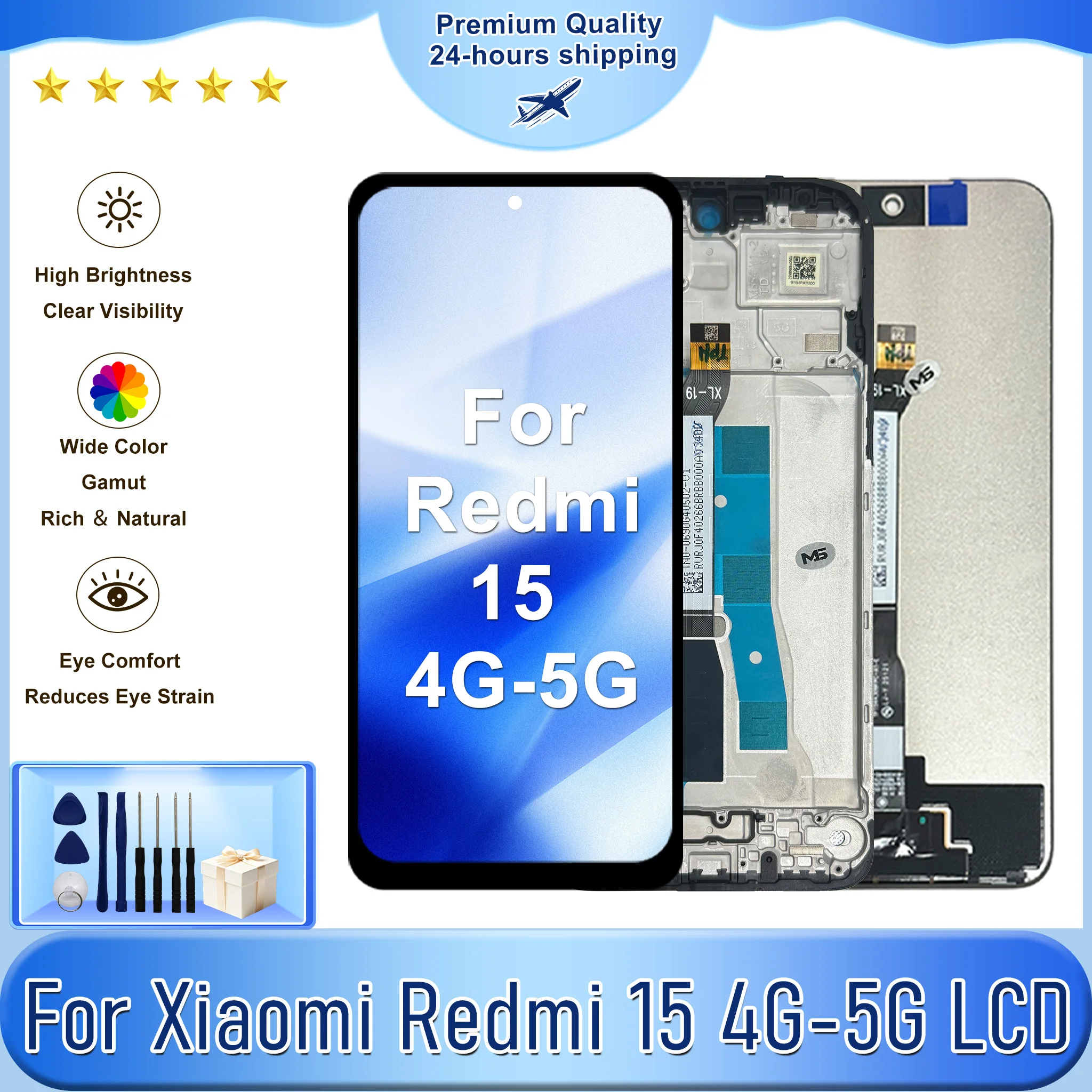 IPS For Xiaomi Redmi 15 4G Display 25062RN2DE Touch Screen Digitizer Assembly For Redmi 15 5G LCD 25057RN09E Replacement Parts
