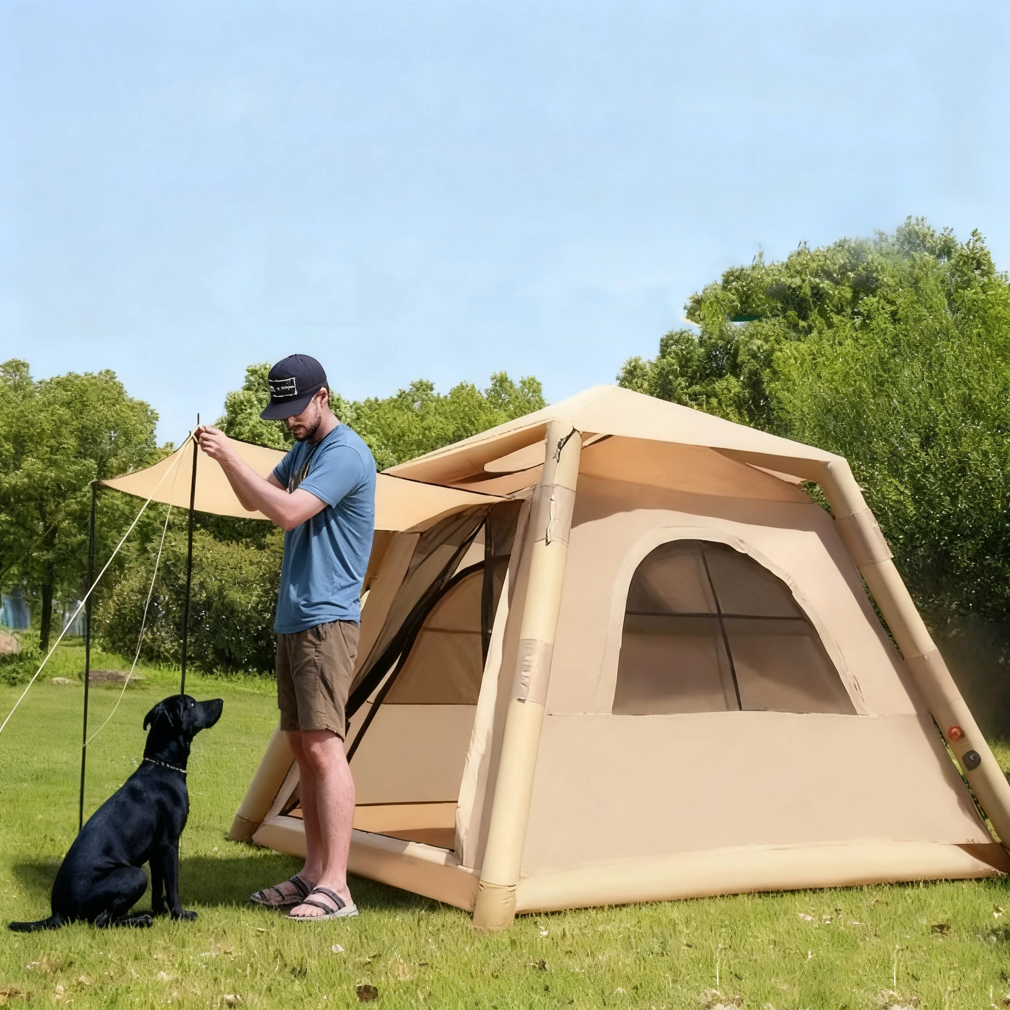 

STLF Quick-Setup Portable Oxford Fabric Inflatable Tent for Outdoor Camping Foldable Overnight Shelter