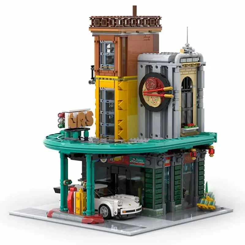 Moc Building Blocks Modular Street View Gas Station Technical Bricks DIY Assembly Construction Toys For Child Holiday Gifts