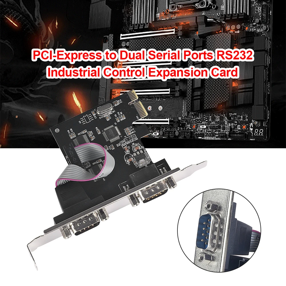 PCIe Serial Card PCI-Express to Dual Serial Ports RS232 Interface Expansion Card