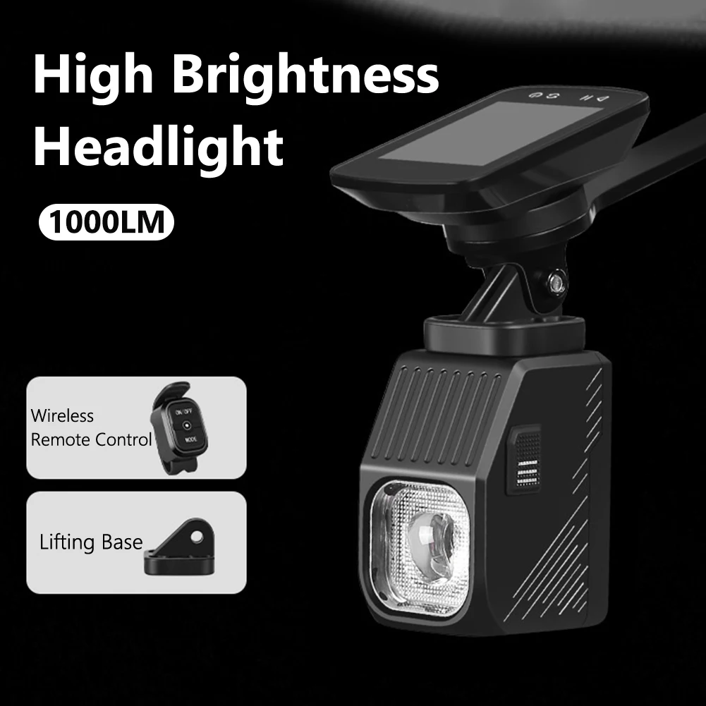 1000 لومينز LED دراجة العلوي تعليق جبل التحكم اللاسلكي سطوع عالية ليلة ركوب أضواء السلامة كشافات محمولة