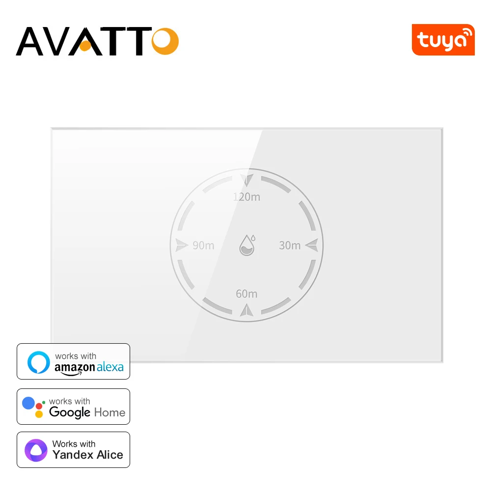 

AVATTO Tuya WiFi Boiler Switch With Energy Monitoring 20A/4400W Smart Water Heater Touch Switch Support Alexa Google Home