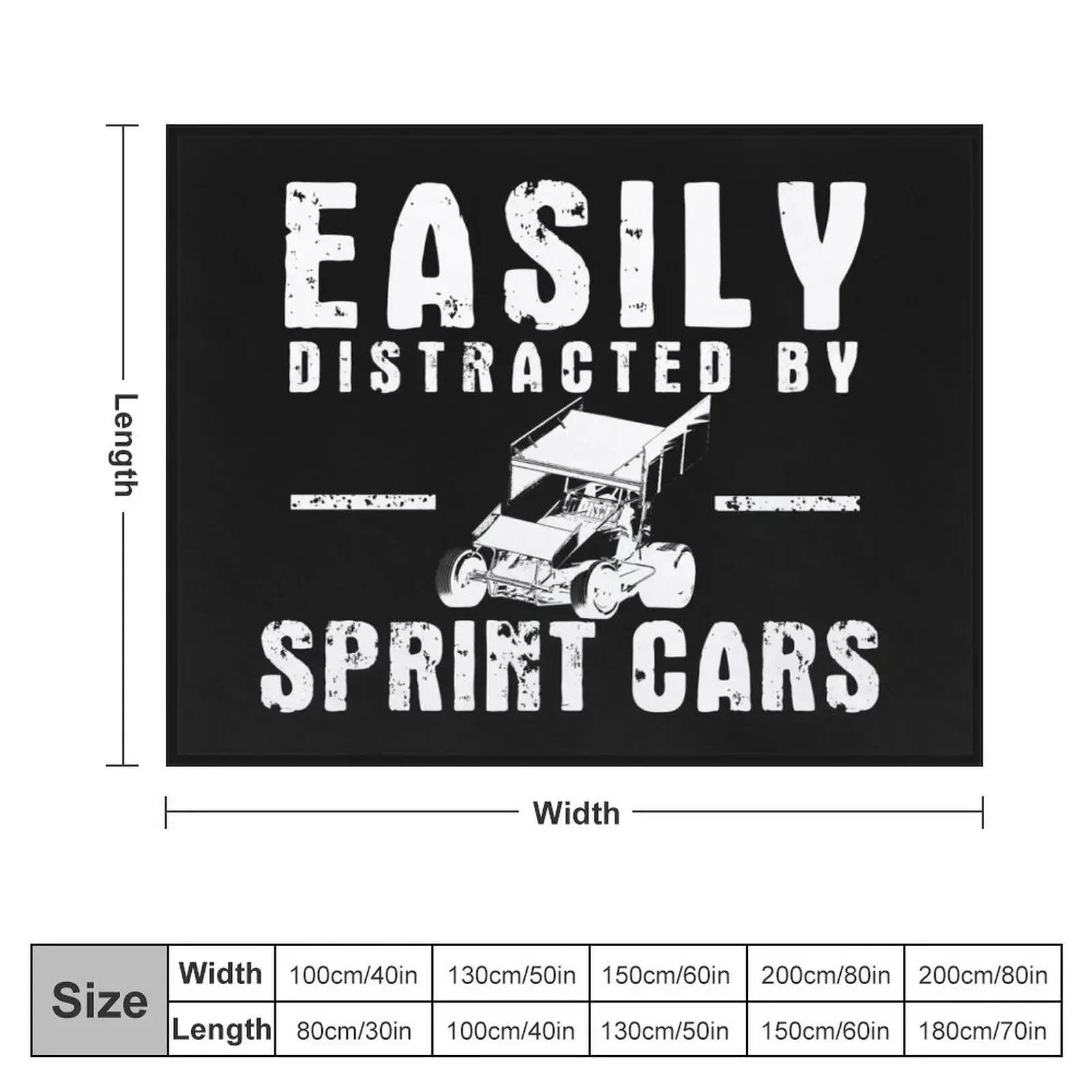 Easily Distracted By Sprint Cars v2 (White) Throw Blanket Beautifuls valentine gift ideas Blankets