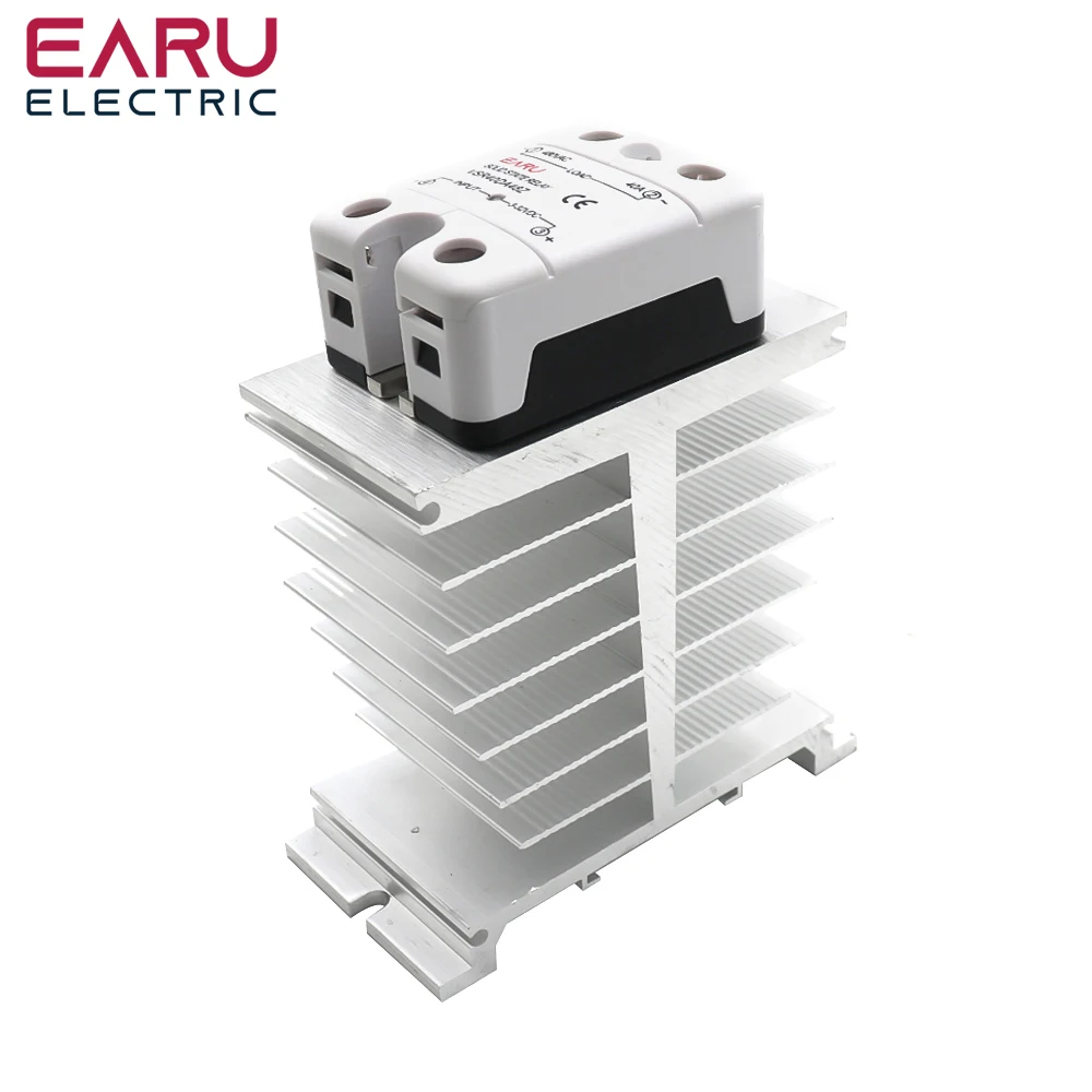 SSR-10DA SSR-40DA SSR 25A 60A 80A 100A 120A Three Phase SSR Solid State Relay DC Control AC 480V 5-32V Input Aluminum Heatsink