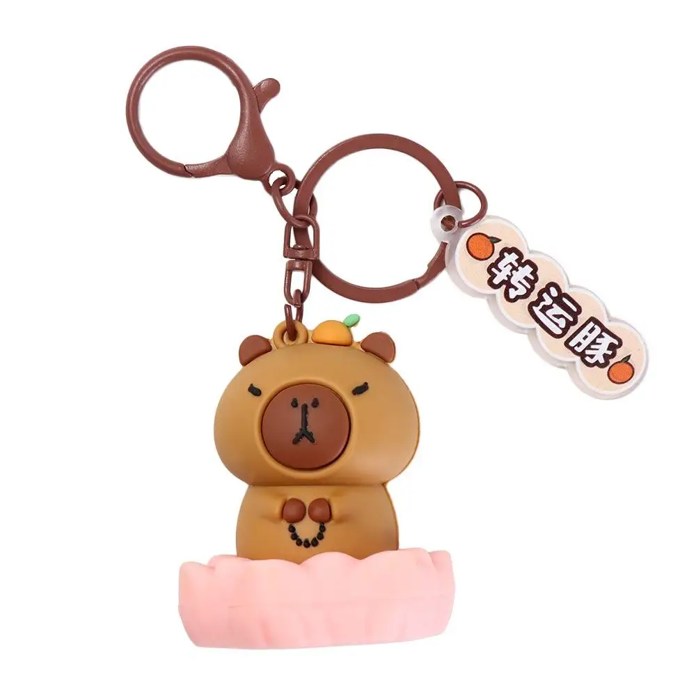 Lotus Seat Capybara Key Chain Funny Good Luck Capybara PVC Pendant Cartoon Korean Style Capybara Keyring Children Gift