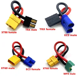 1pcs 10CM EC3 EC5 XT30 XT60 XT90 MPX TRX XT150 T Plug Charge Lead to Connector Plugs Charge Cable Silicone Wire For Lipo Battery