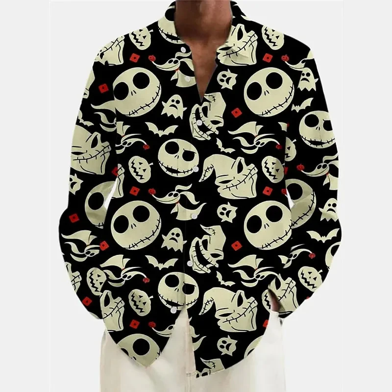 

Skull 3D Printed High Quality Men Shirt Man/Women Casual Fashion Long Sleeves Shirts Button Lapel Tops Oversized Unisex Clothing