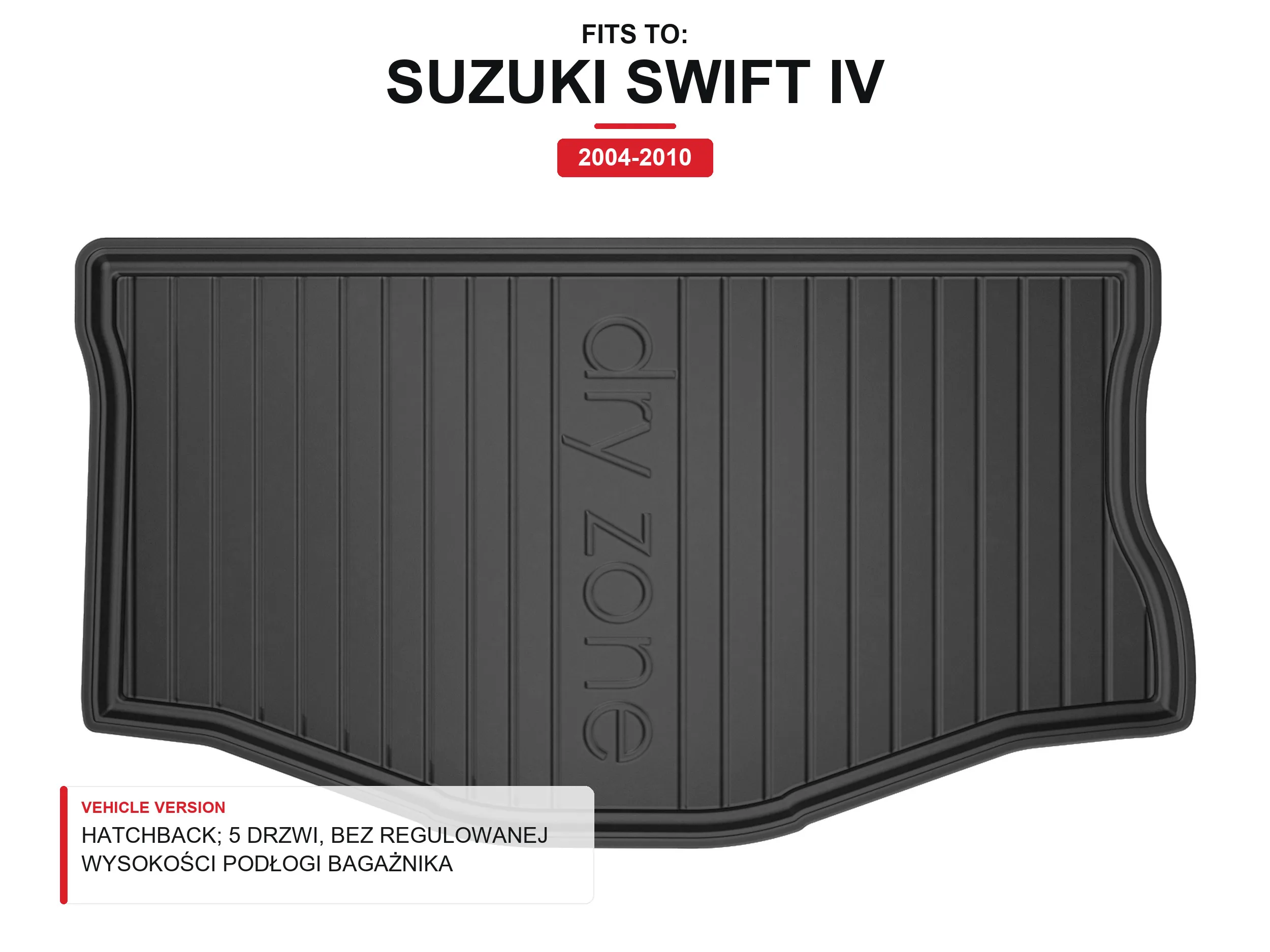 Kofferbakmat Tpe Dryzone Voor: Suzuki Swift Iv 2004-2010 Hatchback