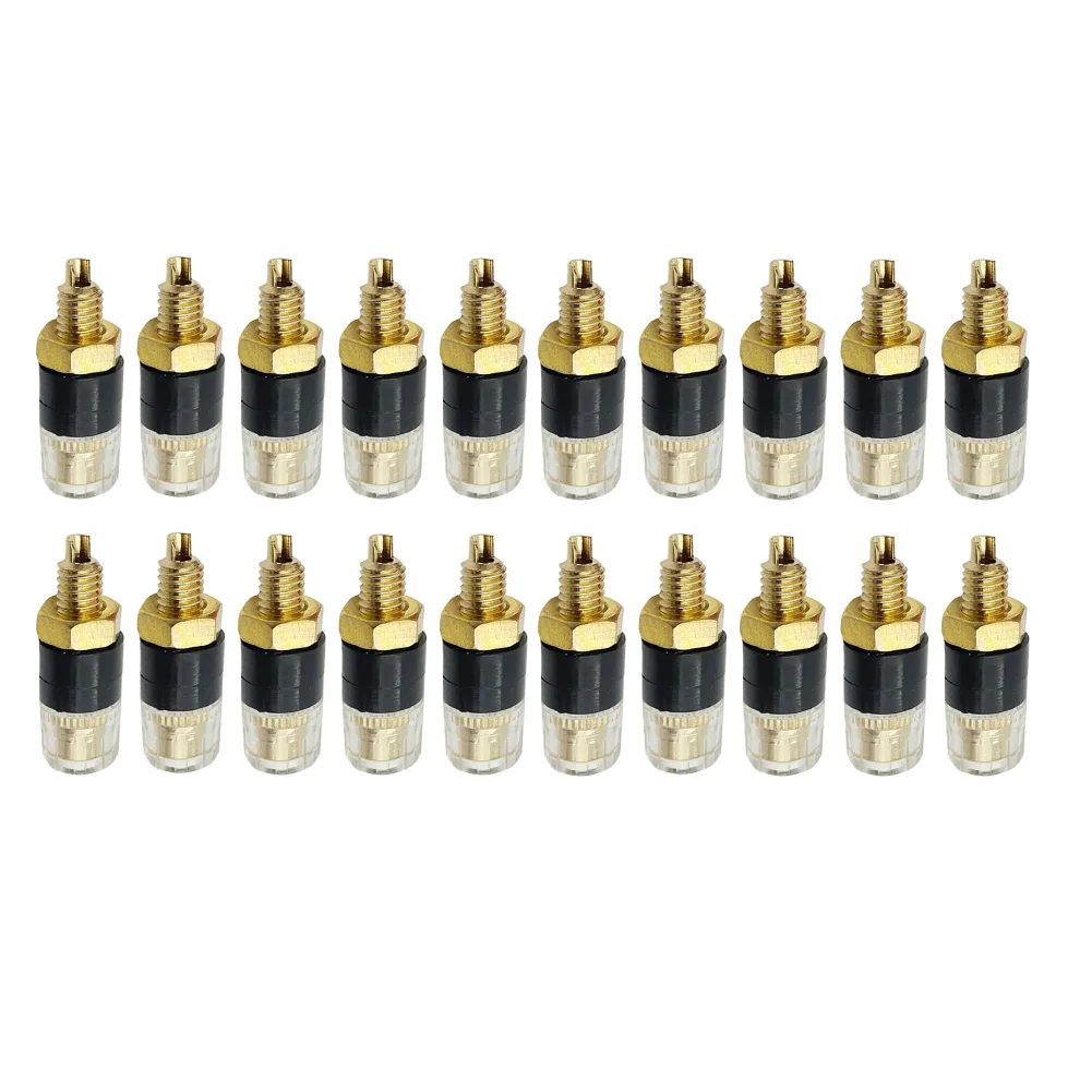 20 Pcs 4mm Brass Binding Posts Terminal Connectors for Audio Wiring and Speaker Connections with Clear Protective Shell
