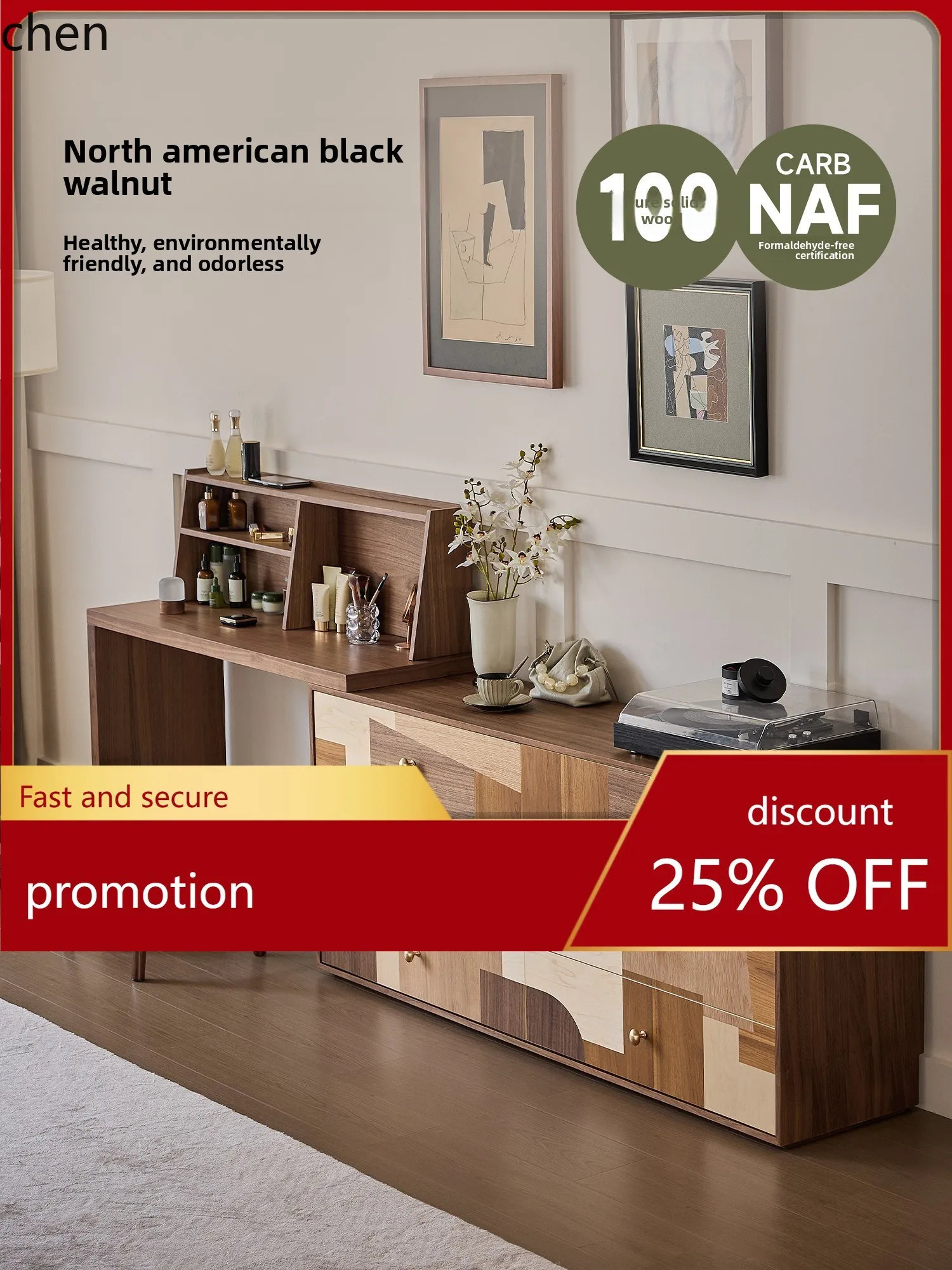 HT Solid Wood Dressing Table Makeup Table Master Bedroom New Style Chest of Drawers Integrated Storage Vintage Style
