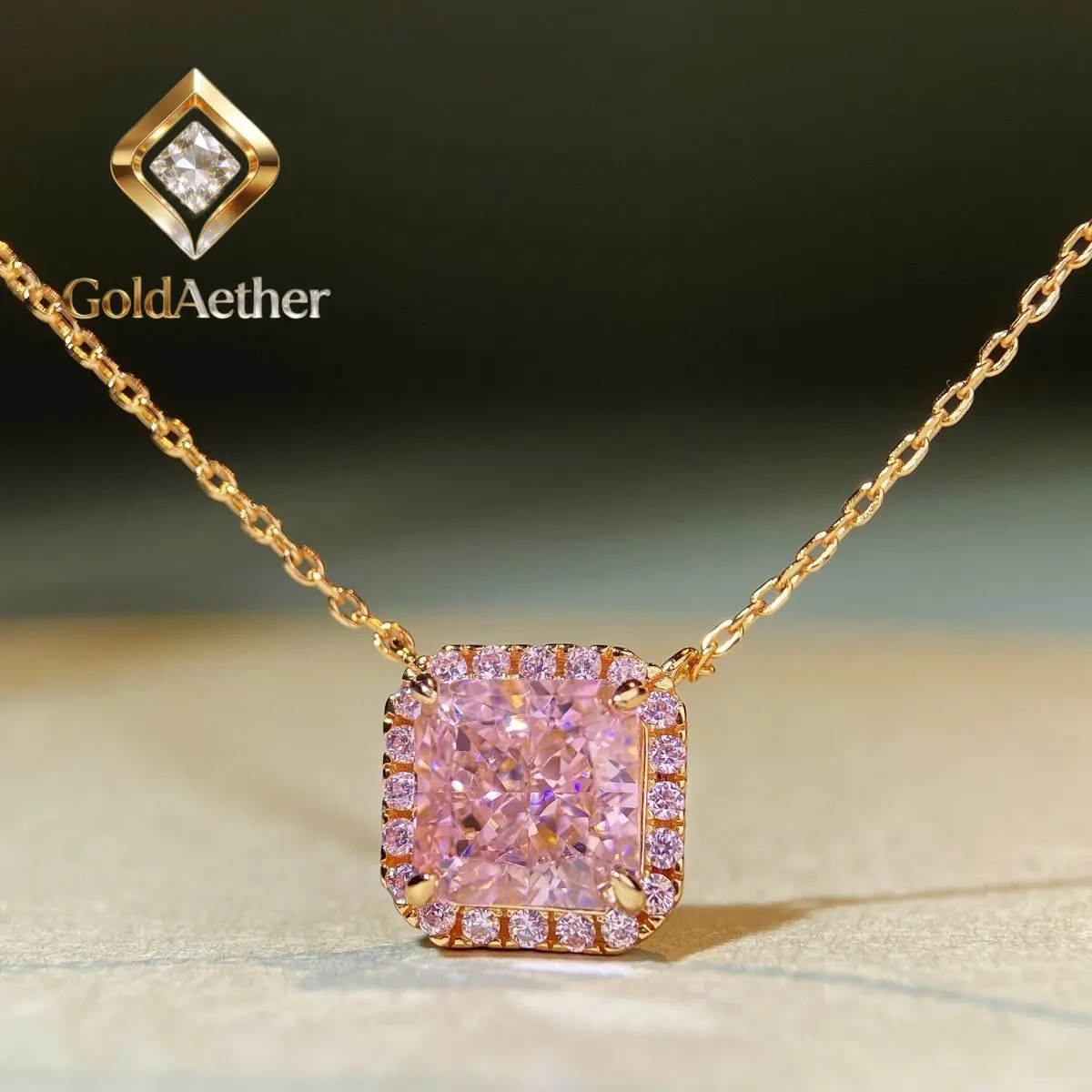 

GoldNouveau Luxury 100% Real 18k Gold Women's Diamond Pendant Ice Flower Che Reddish Che Pendant Necklace