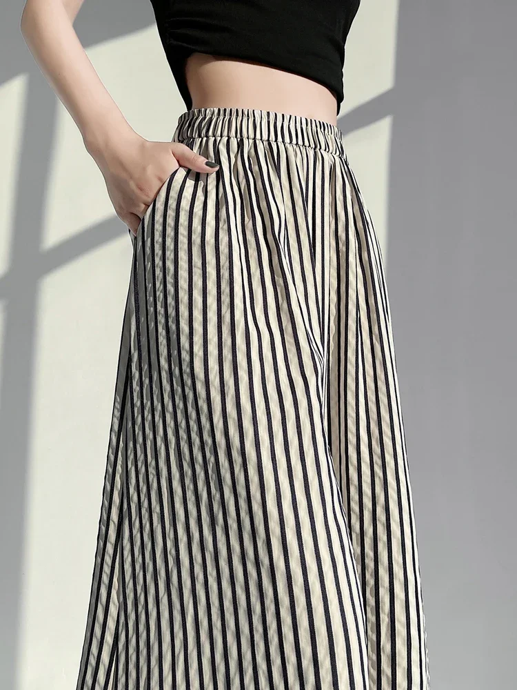 

Summer Spell Color Fashion High Waist Loose Pants Women New Classic Striped Office Ladies Simple Casual Street Female Y2k Pants