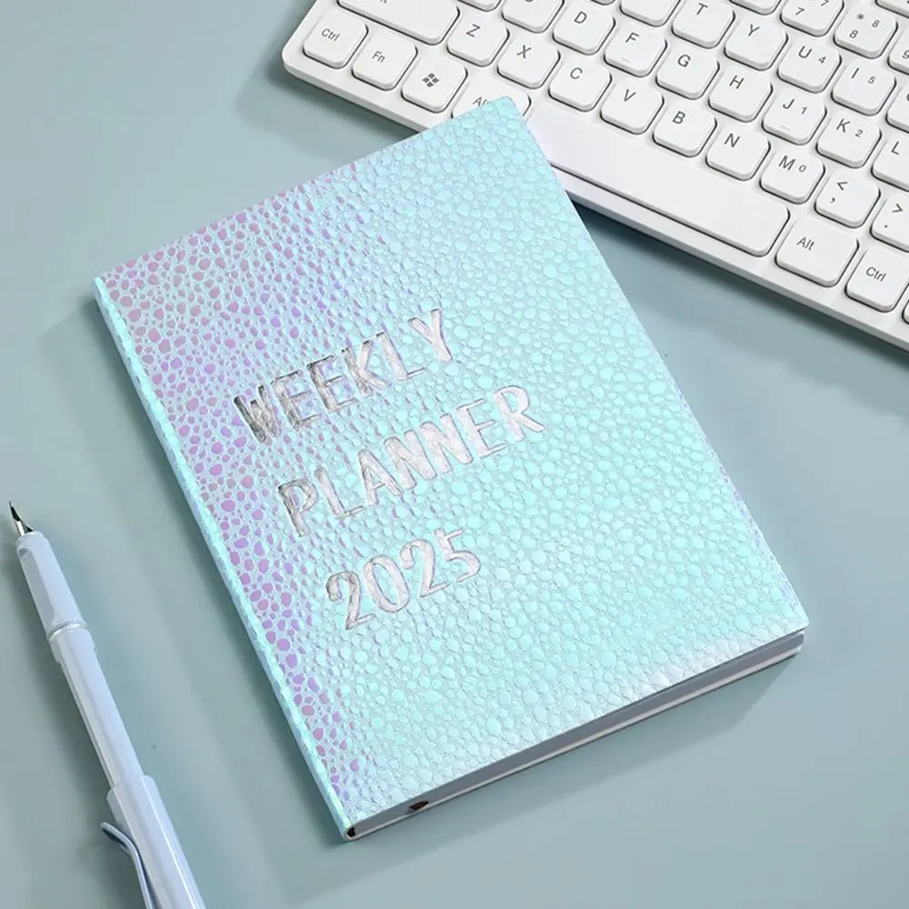 Bling 2025 Schedule Planner Notepad Colorful English Efficiency Plan Notebook 12 Months Taking Notes A5 Leather Calendar