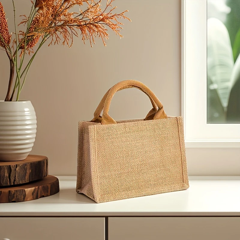 Linen Bags, Hand-Painted Tote Bags, Shopping Bags, Laminated Bags, Reusable Burlap Tote Bags, Eco-Friendly Plain Linen Shopping Bags, Suitable for DIY Heat Transfer, Weddings, Birthday Party Favors, Grocery Storage, an