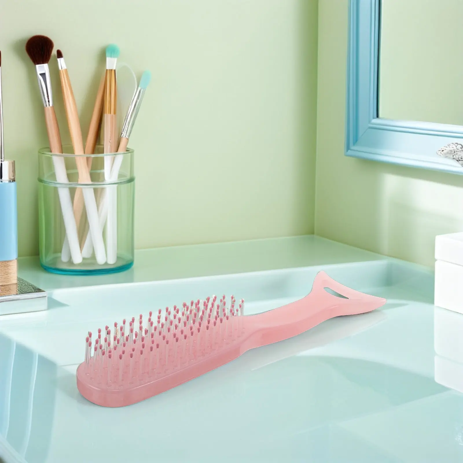 Hair Comb Nylon Detangler Brush Anti-Static Scalp Massager Guasha Scraper Ergonomic Handle Styling Tool for Women