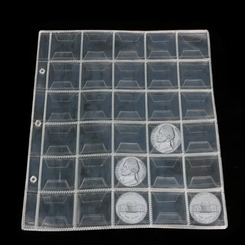 

42/30/20/12/3 Pockets Album Pockets Classic Coin Holders Folder Pages Sheets for Storage Collection Clear Organizer Coin Holder