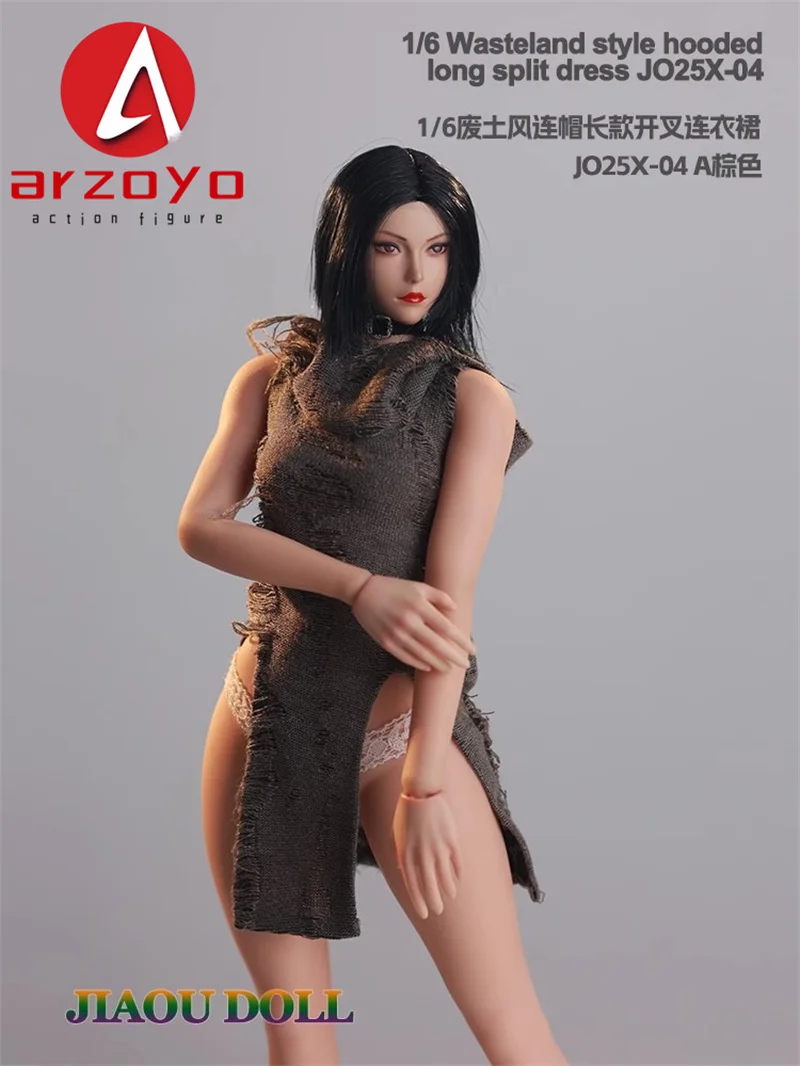 JO25X-041/6 estilo dividido femenino estilo Wasteland vestido con agujero de corte largo modelo de ropa para figura de acción de soldado femenino de 12"
