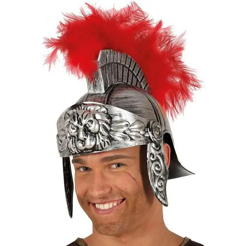 Plastic Samurai Helmet Hat Medieval Ancient Roman Vintage Helmet Feather