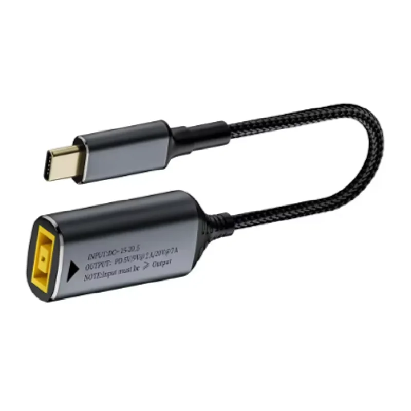  ﻿ 65W 100W 140W Type-C USB C to Square Plug Fast Charging Cable for Lenovo Laptop Charger DC 5V/9V/20V PD Adapter Converter